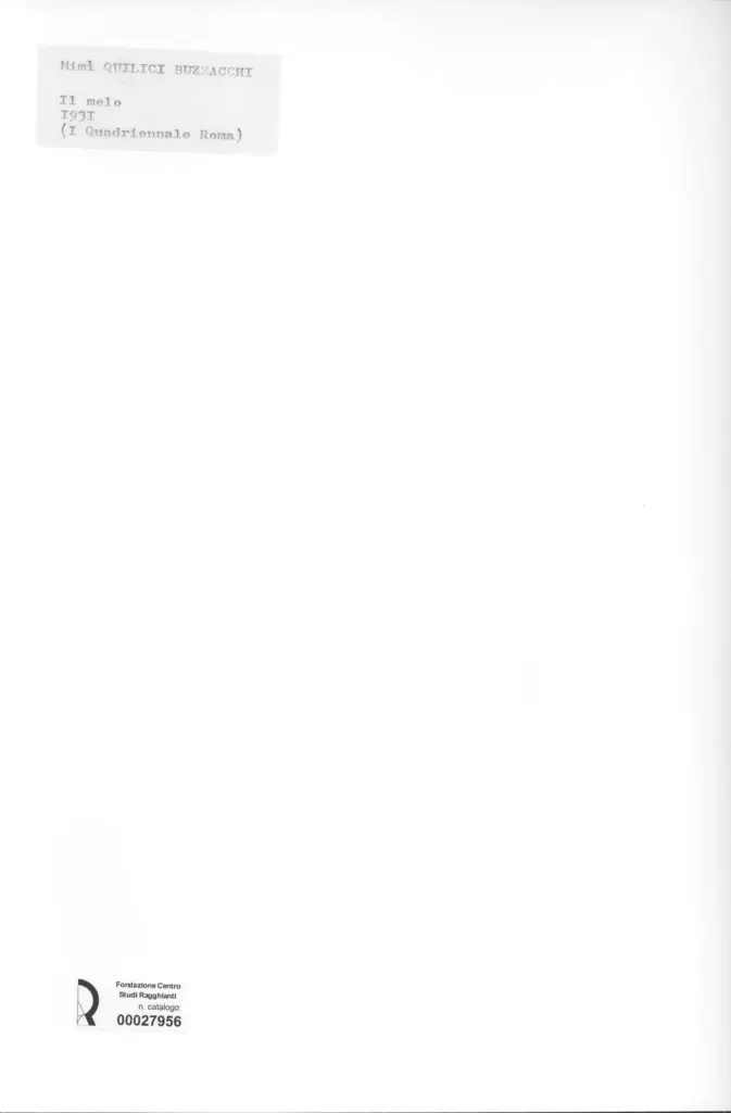 Anonimo , Quilici Buzzacchi, Mim&igrave; - sec. XX - Il melo , retro