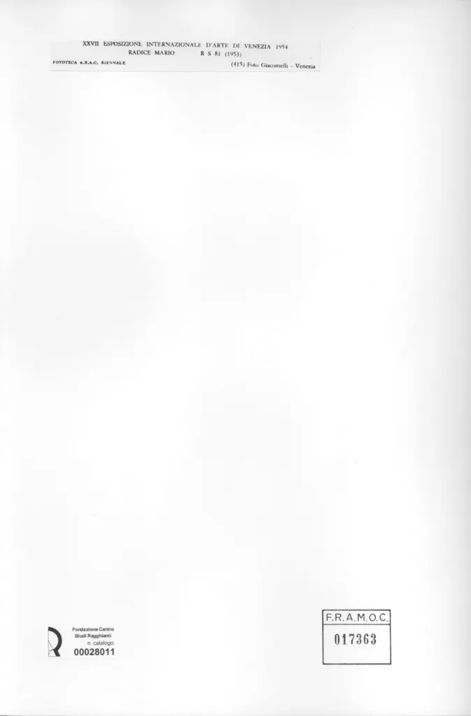 Giacomelli , Radice, Mario - sec. XX - RS8 , retro