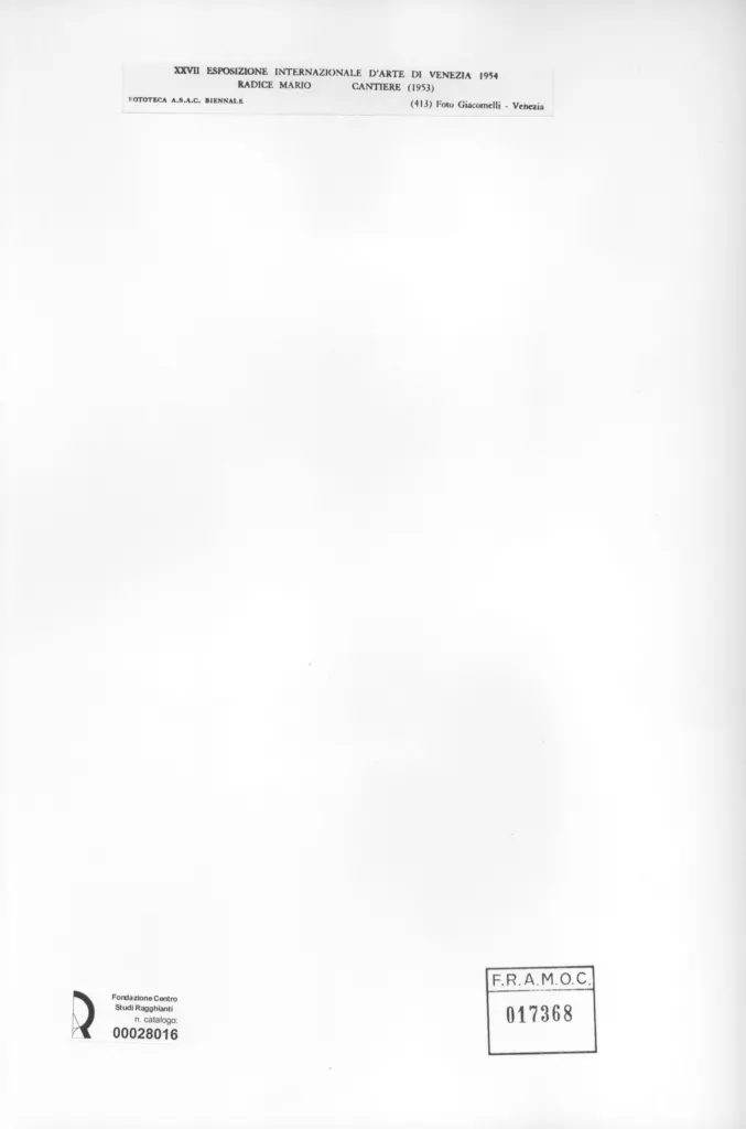 Giacomelli , Radice, Mario - sec. XX - Cantiere , retro