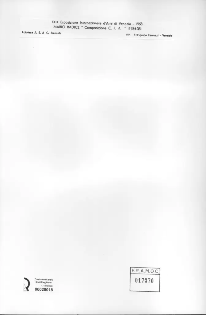 Fotografia Ferruzzi , Radice, Mario - sec. XX - Composizione C.F.A. , retro