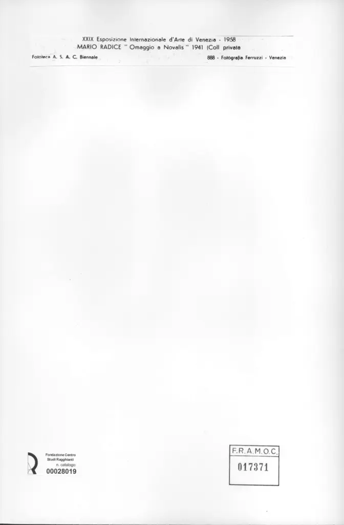 Fotografia Ferruzzi , Radice, Mario - sec. XX - Omaggio a Nova&ograve;is , retro