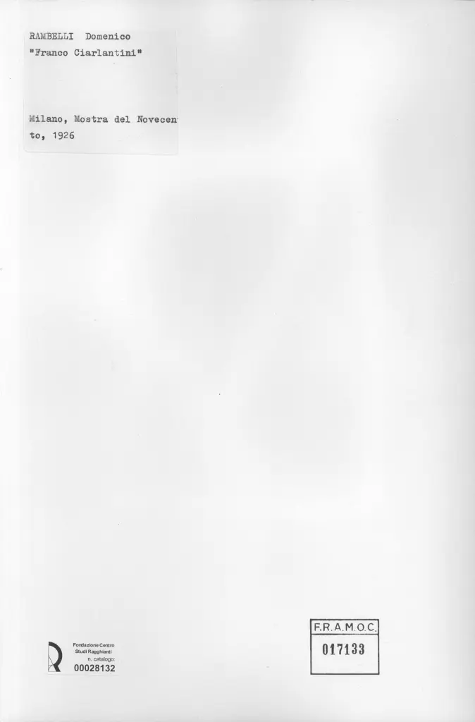 Anonimo , Rambelli, Domenico - sec. XX - Franco Ciarlantini , retro