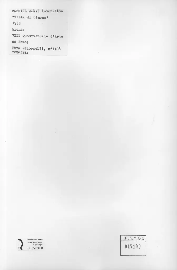 Giacomelli , Raphael Mafai, Antonietta - sec. XX - , retro