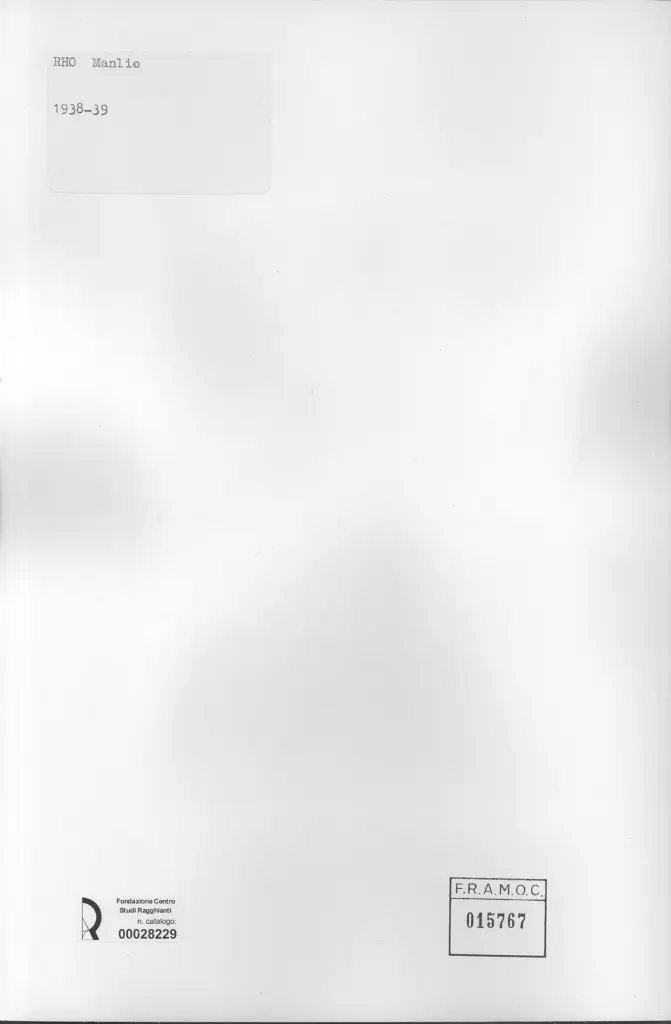 Anonimo , Rho, Manlio - sec. XX - Composizione , retro