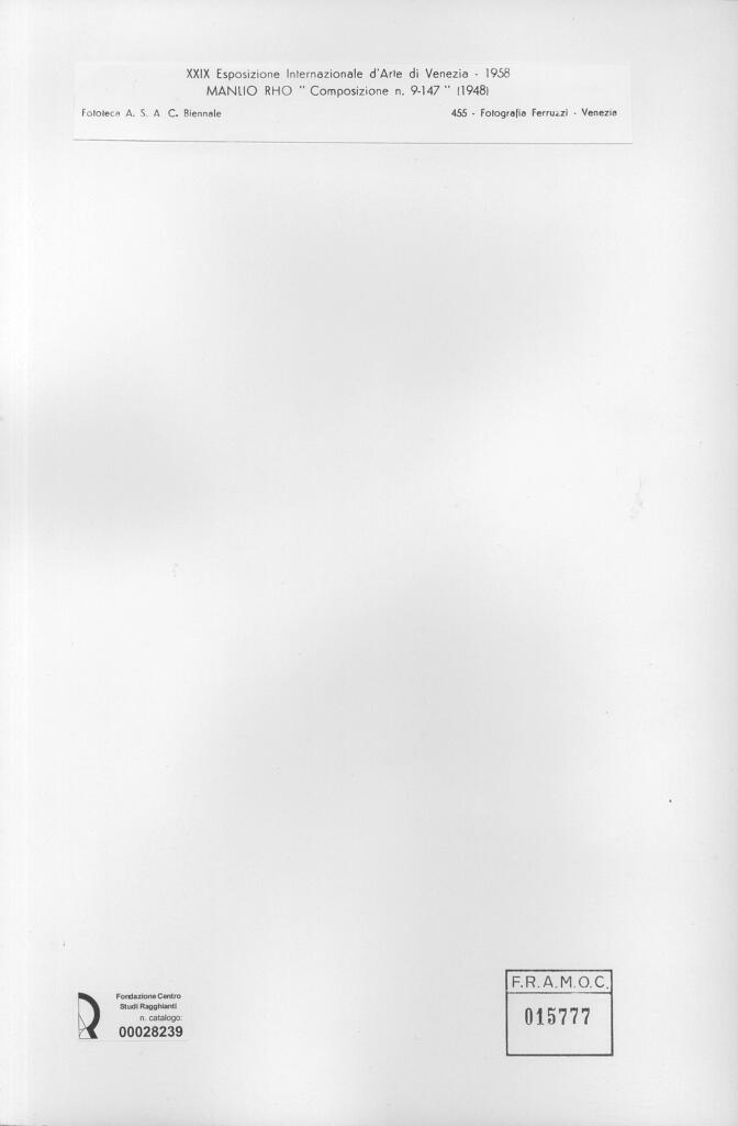 Fotografia Ferruzzi , Rho, Manlio - sec. XX - Composizione n.9-147 , retro