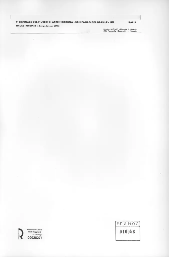 Giacomelli , Reggiani, Mauro - sec. XX - Composizione , retro