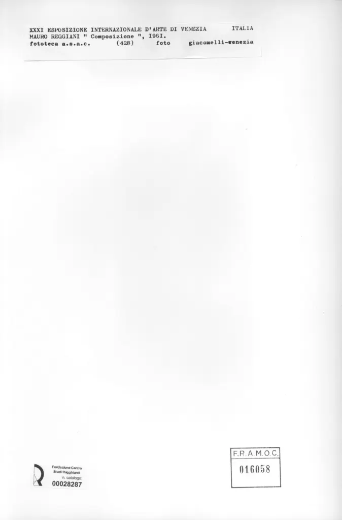 Giacomelli , Reggiani, Mauro - sec. XX - Composizione , retro