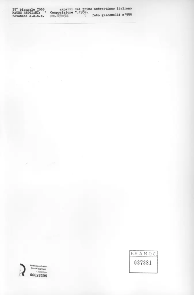 Giacomelli , Reggiani, Mauro - sec. XX - Composizione , retro