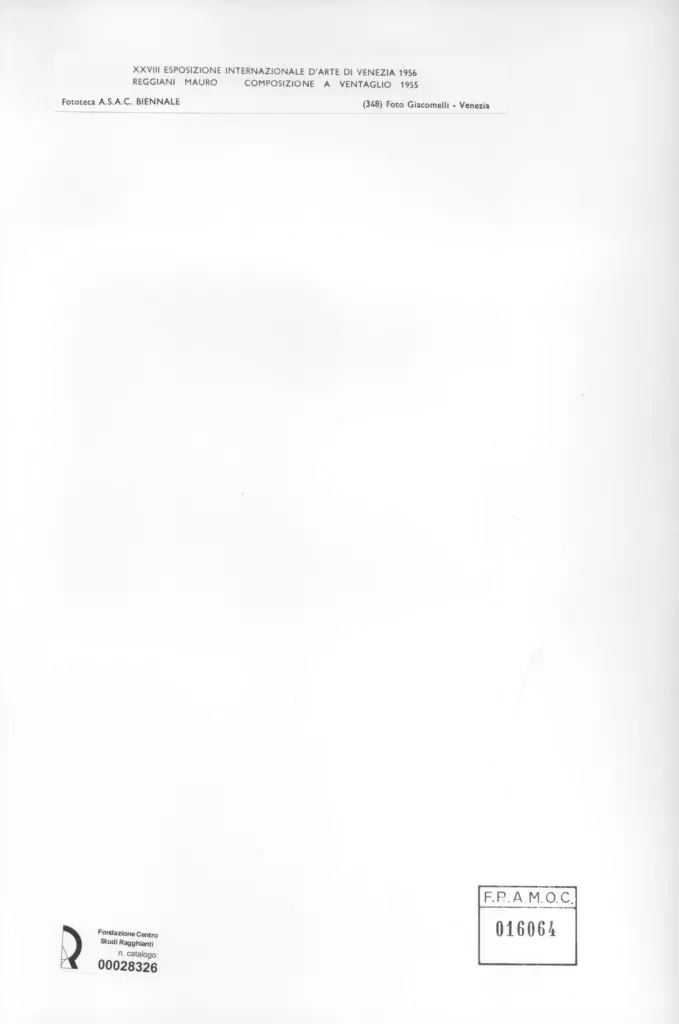 Giacomelli , Reggiani, Mauro - sec. XX - Composizione a ventaglio , retro