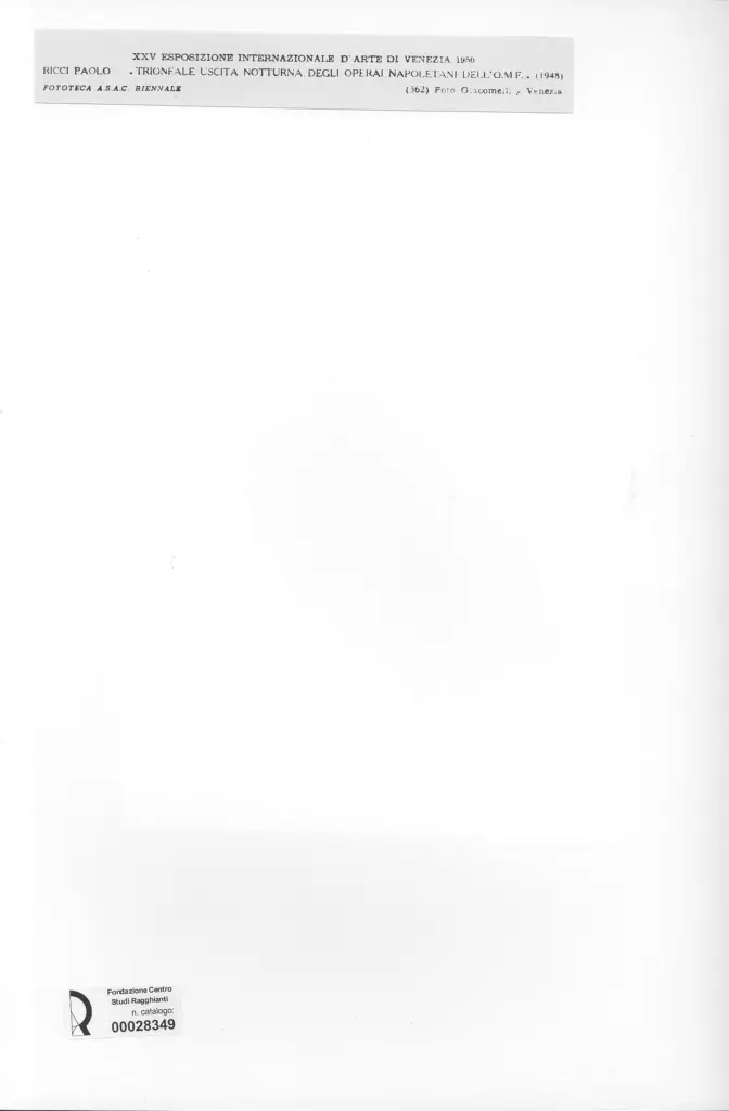 Giacomelli , Ricci, Paolo - sec. XX - Trionfale uscita notturna degli operai napoletani dell'O.M.F. , retro