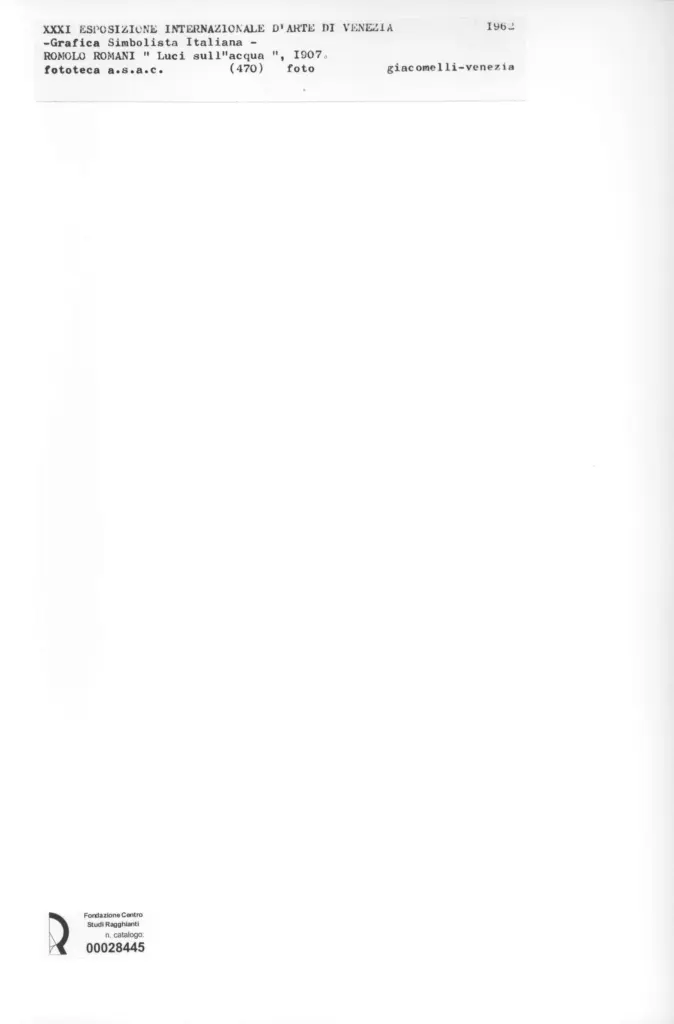 Giacomelli , Romani, Romolo - sec. XX - Luci sull'acqua , retro
