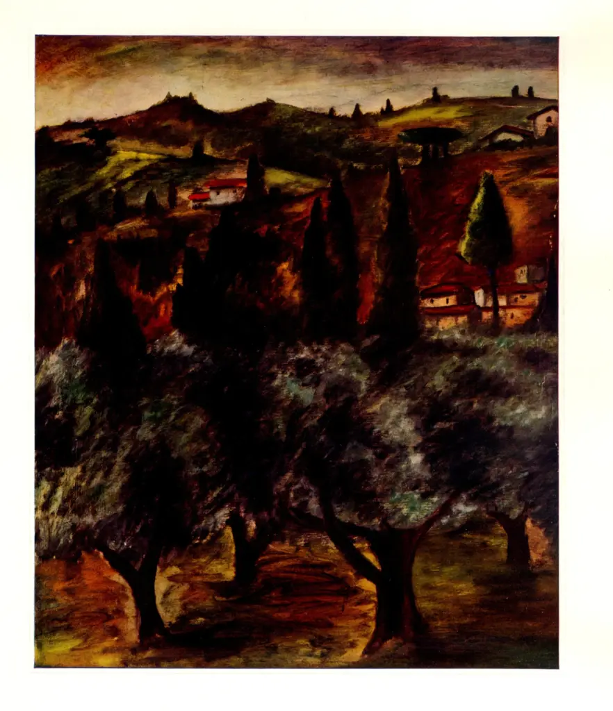 Anonimo , Rosai, Ottone - sec. XIX - Paesaggio toscano , fronte