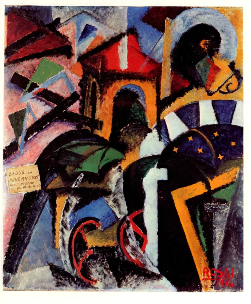 Anonimo , Rosai, Ottone - sec. XX - Scomposizione di una strada , fronte