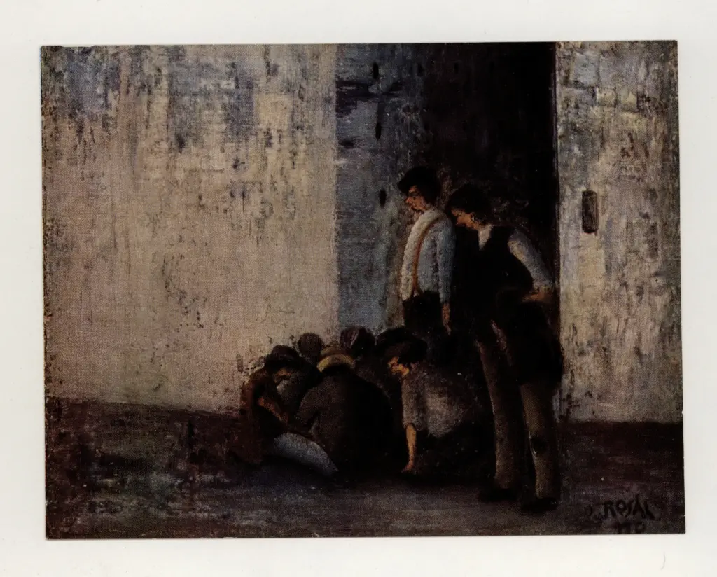 Anonimo , Rosai, Ottone - sec. XX - I giocatori di toppa , fronte