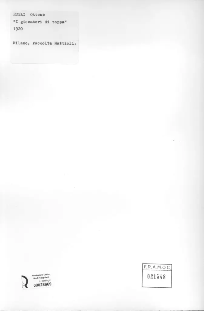 Anonimo , Rosai, Ottone - sec. XX - I giocatori di toppa , retro