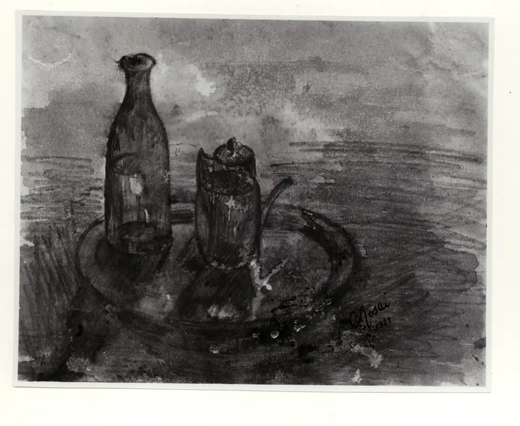 Rosai, Ottone , Vassoio con bottiglia e brocca