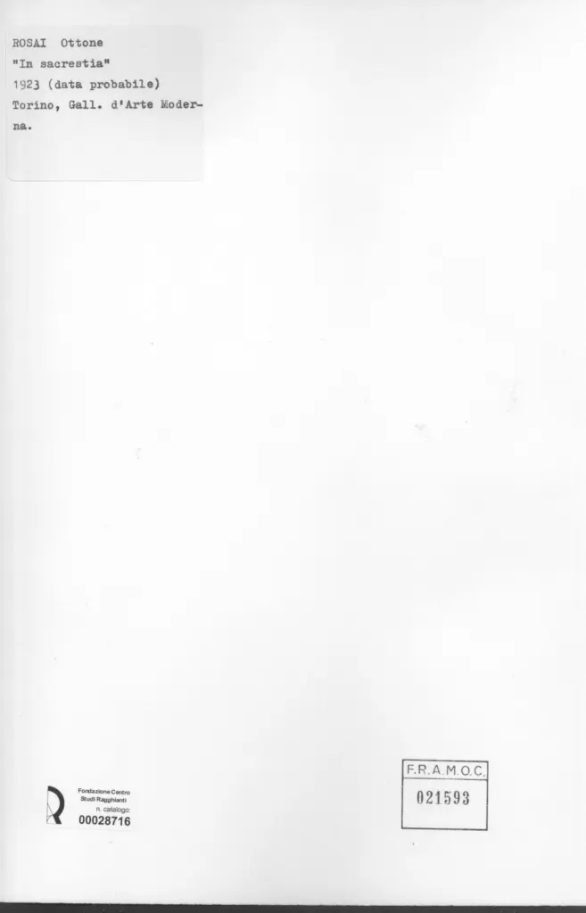 Anonimo , Rosai, Ottone - sec. XX - In sacrestia , retro