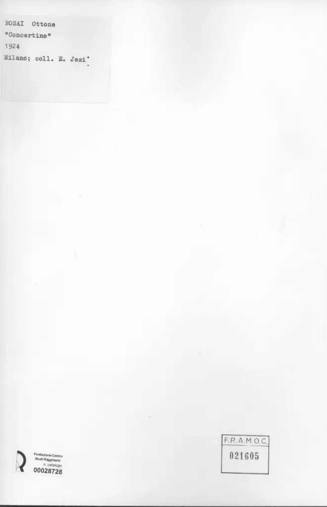 Anonimo , Rosai, Ottone - sec. XX - Concertino , retro