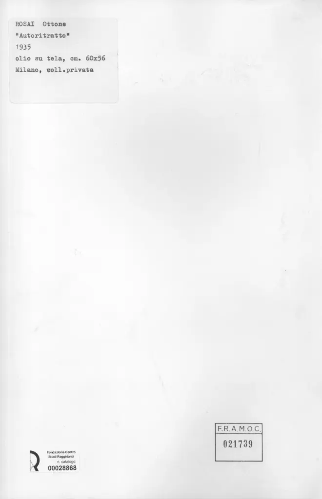 Anonimo , Rosai, Ottone - sec. XX - Autoritratto , retro