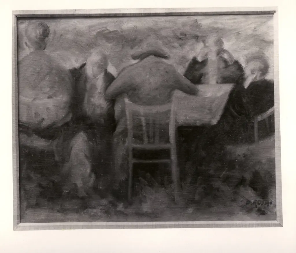 Anonimo , Rosai, Ottone - sec. XX - Tavolo rosa , fronte