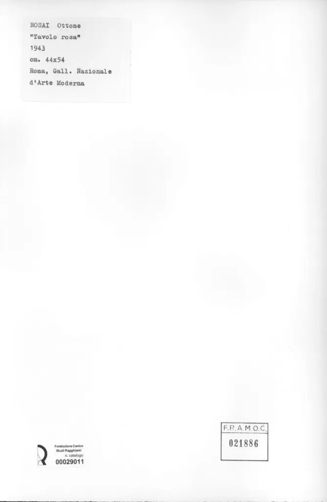 Anonimo , Rosai, Ottone - sec. XX - Tavolo rosa , retro