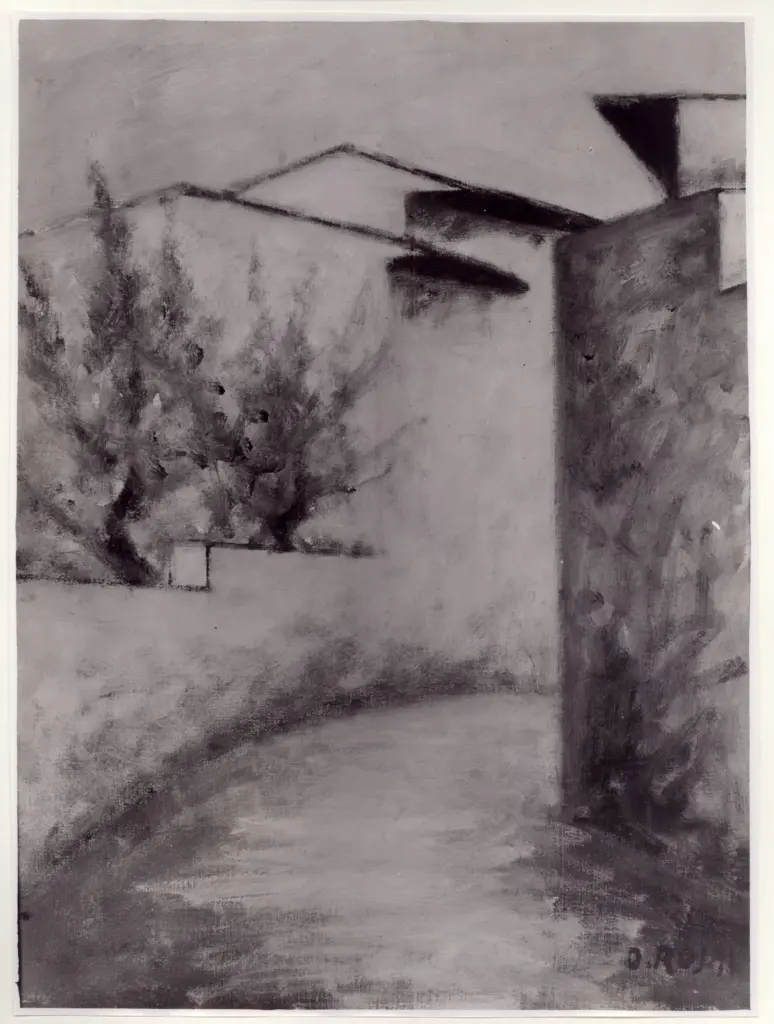 Anonimo , Rosai, Ottone - sec. XX - Paesaggio in chiaro , fronte