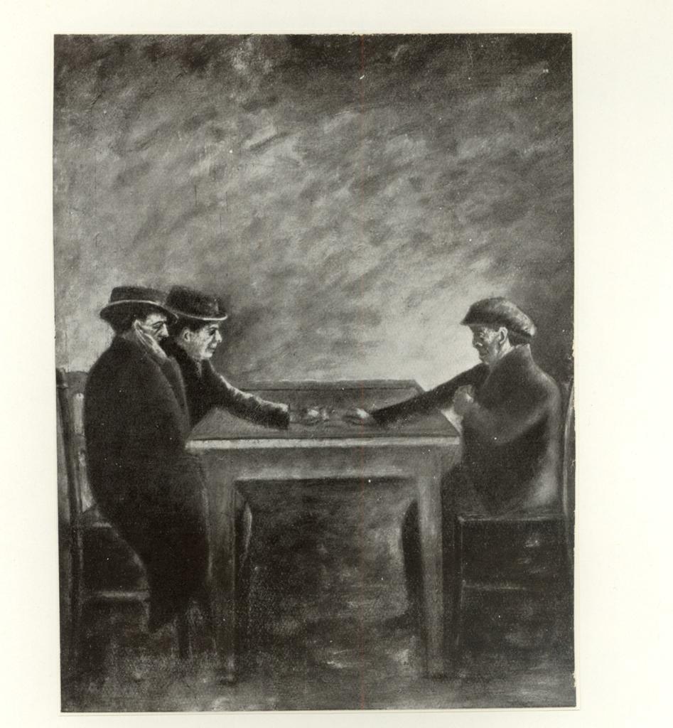 Anonimo , Rosai, Ottone - sec. XX - Tre figure sedute , fronte