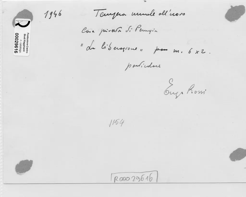 Anonimo , Rossi, Enzo - sec. XX - La liberazione (particolare) , retro