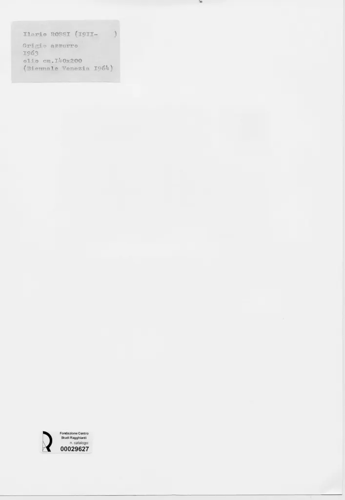 Anonimo , Rossi, Ilario - sec. XX - Grigio azzurro , retro