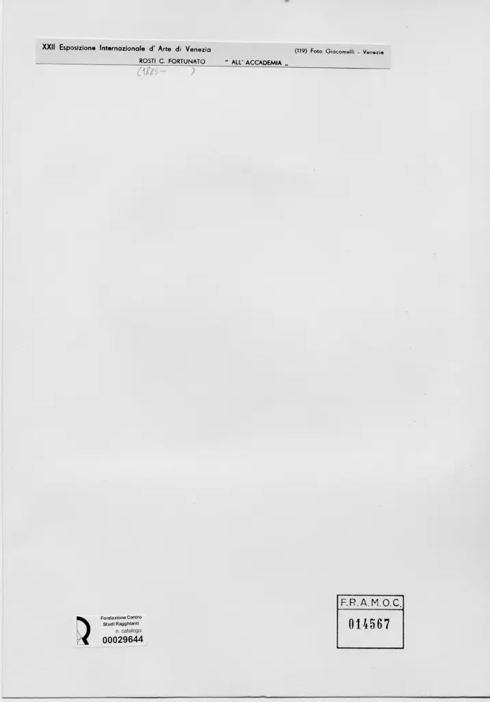 Giacomelli , Rosti, Fortunato - sec. XIX - All'accademia , retro