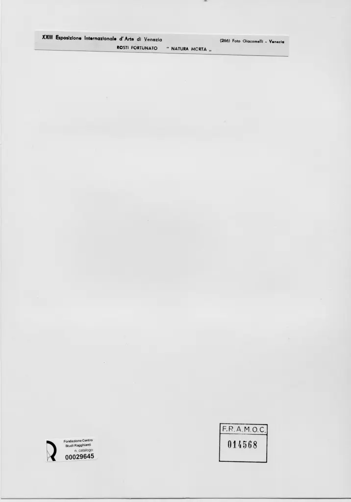 Giacomelli , Rosti, Fortunato - sec. XIX - Natura morta , retro