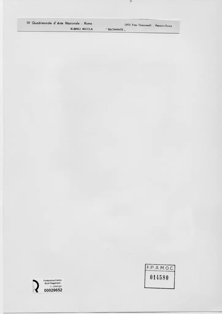 Giacomelli , Rubino, Nicola - sec. XX - Bagnante , retro