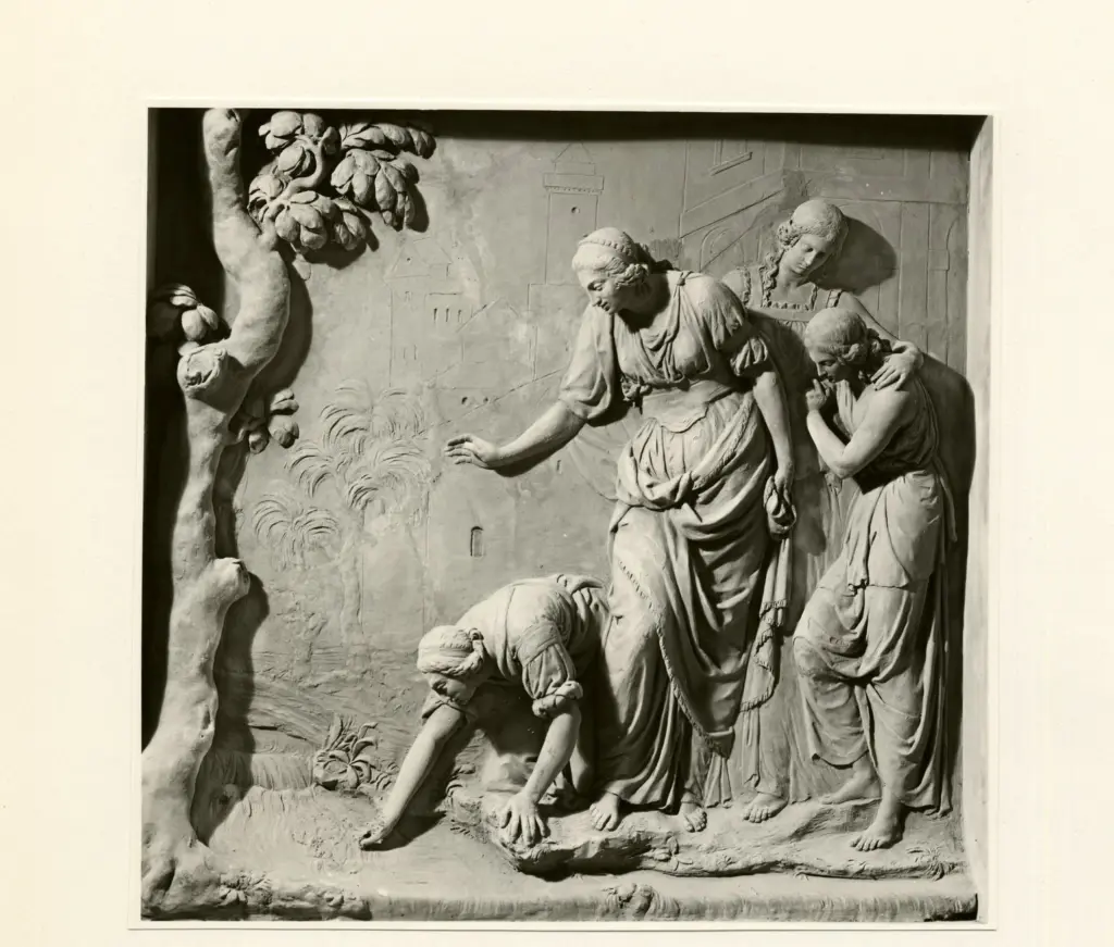 Anonimo , Rusca, Grazioso - sec. XX - Il ritrovamento di Mos&egrave; , fronte