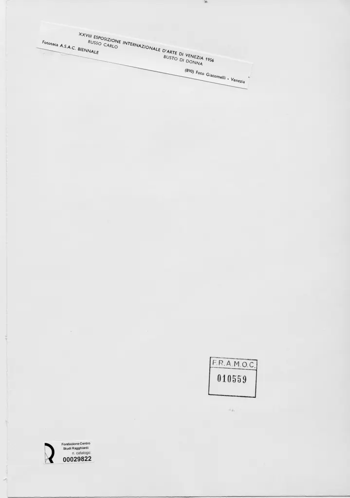 Anonimo , Russo, Carlo - sec. XX - Busto di Donna , retro