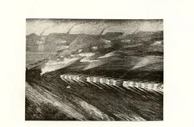 Anonimo , Russolo, Luigi - sec. XX - Zug in voller Fahrt , fronte