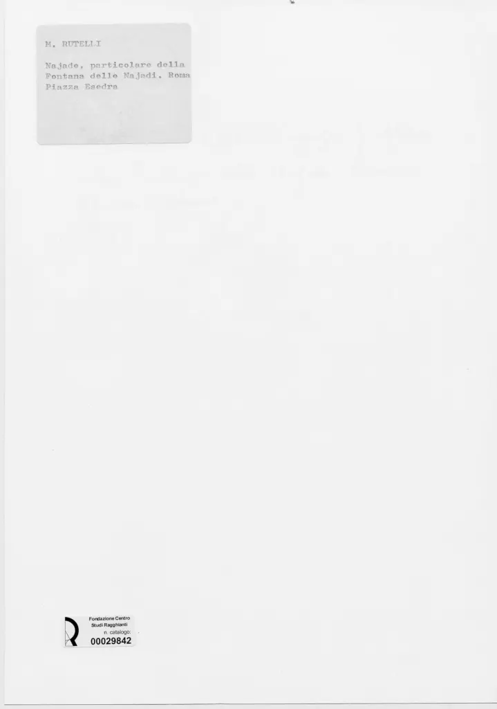 Anonimo , Rutelli, M. - sec. XX - Najade (particolare della fontana delle Najadi) , retro