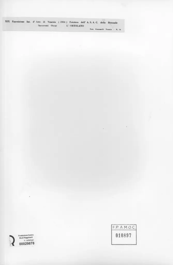 Giacomelli , Saccorotti, Oscar - sec. XX - L'ortolano , retro