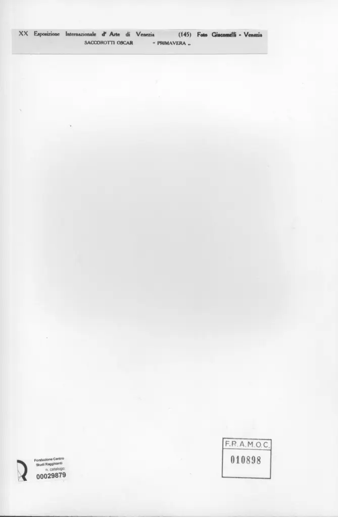 Giacomelli , Saccorotti, Oscar - sec. XX - Primavera , retro