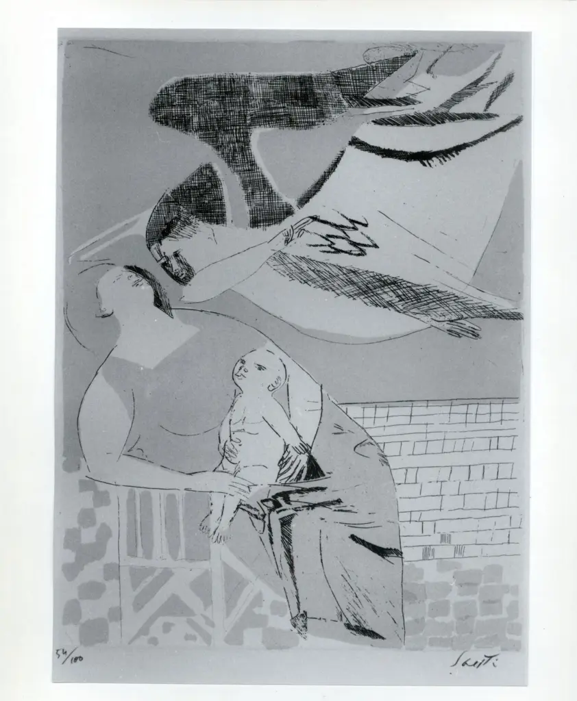 Anonimo , Saetti, Bruno - sec. XX - Maternit&agrave; , fronte