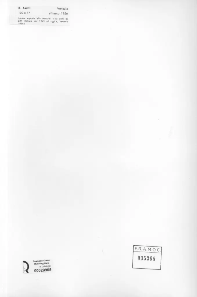 Anonimo , Saetti, Bruno - sec. XX - Venezia , retro