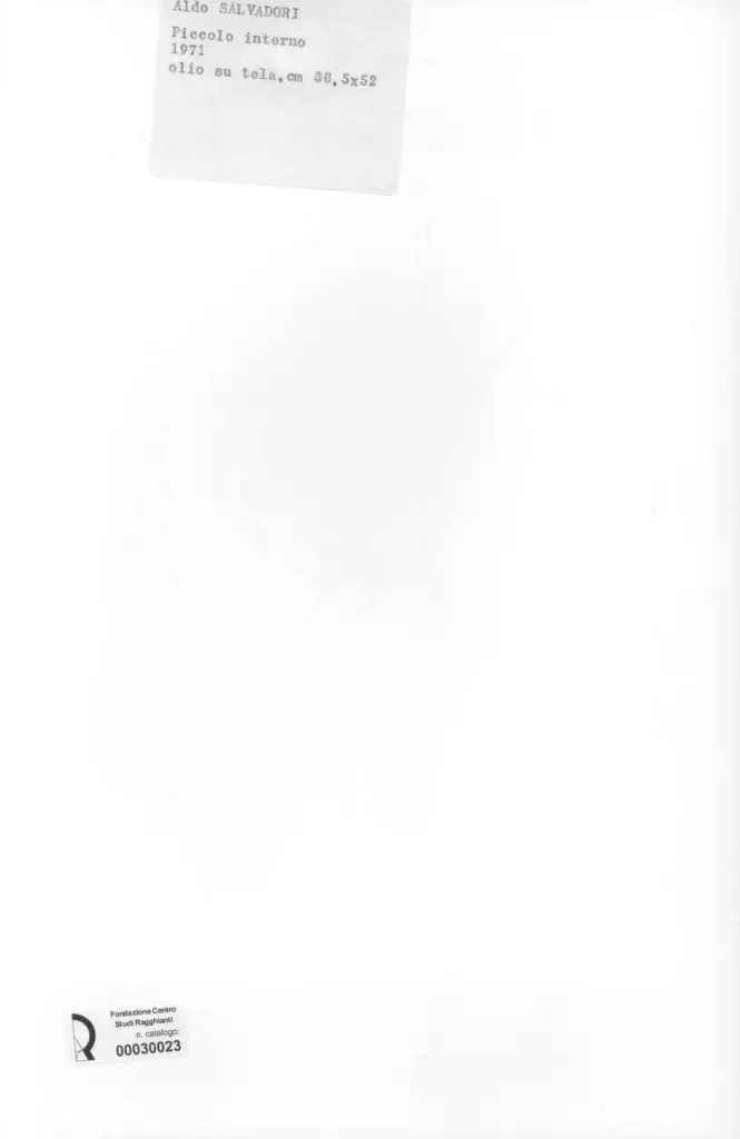 Anonimo , Salvadori, Aldo - sec. XX - Piccolo interno , retro