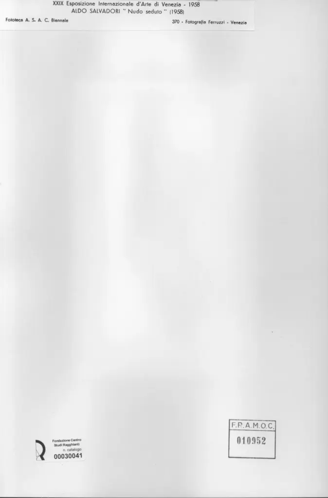 Fotografia Ferruzzi , Salvadori, Aldo - sec. XX - Nudo seduto , retro