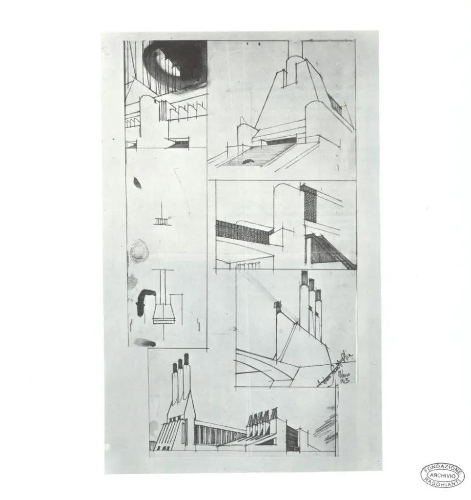 Sant'Elia, Antonio , Studi architettonici -