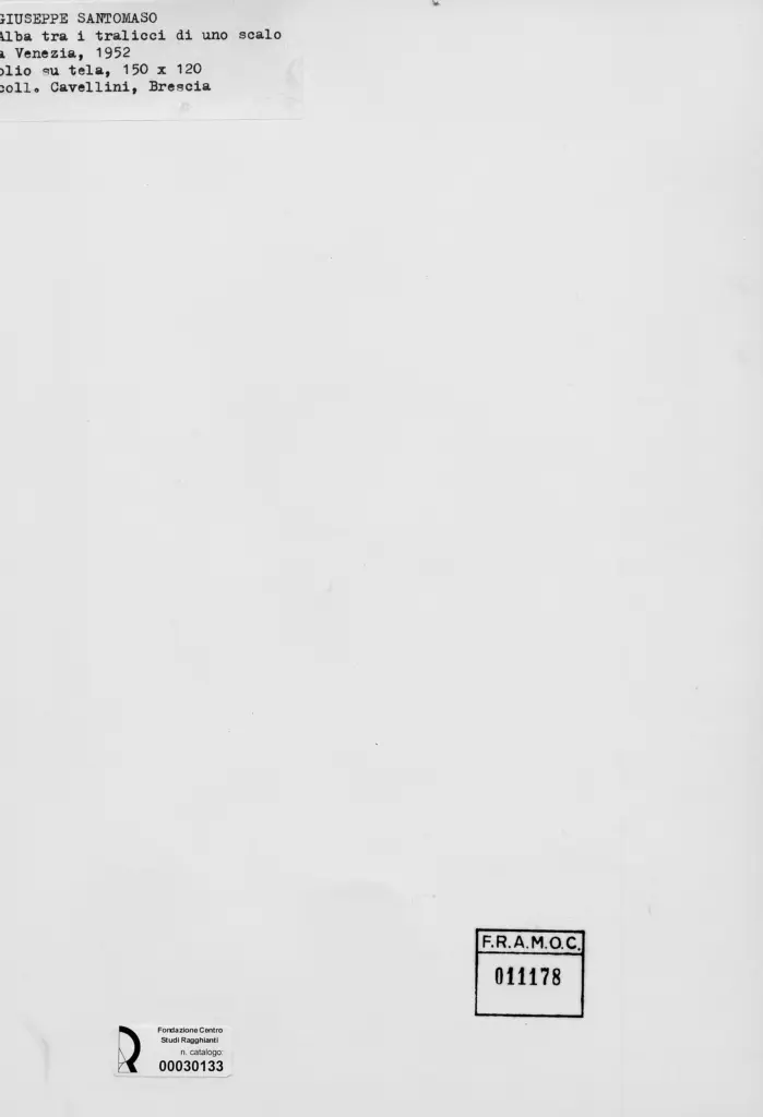 Anonimo , Santomaso, Giuseppe - sec. XX - , retro