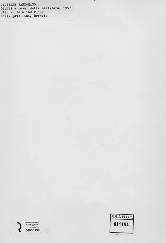 Anonimo , Santomaso, Giuseppe - sec. XX - , retro