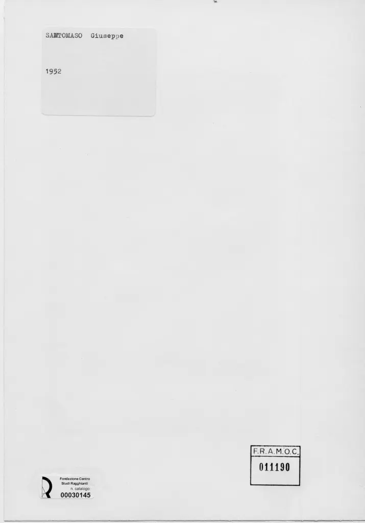 Anonimo , Santomaso, Giuseppe - sec. XX - , retro