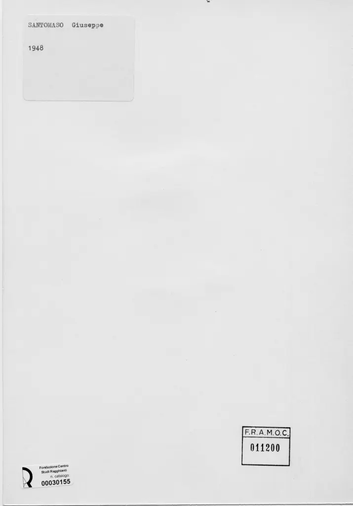 Anonimo , Santomaso, Giuseppe - sec. XX - , retro