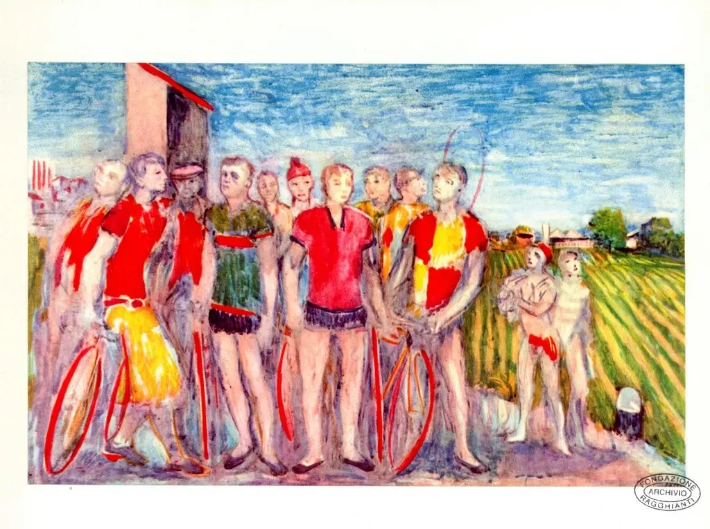 Anonimo , Sassu, Aligi - sec. XX - Partenza del Giro d'Italia , fronte