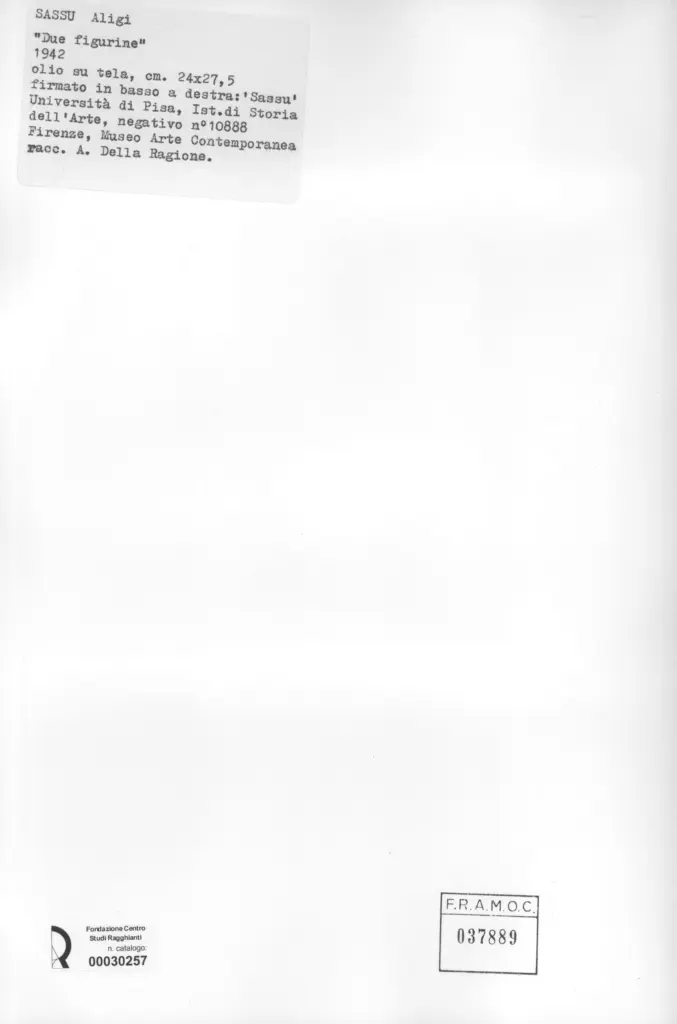 Universit&agrave; di Pisa. Dipartimento di Storia delle Arti , Sassu, Aligi - sec. XX , retro