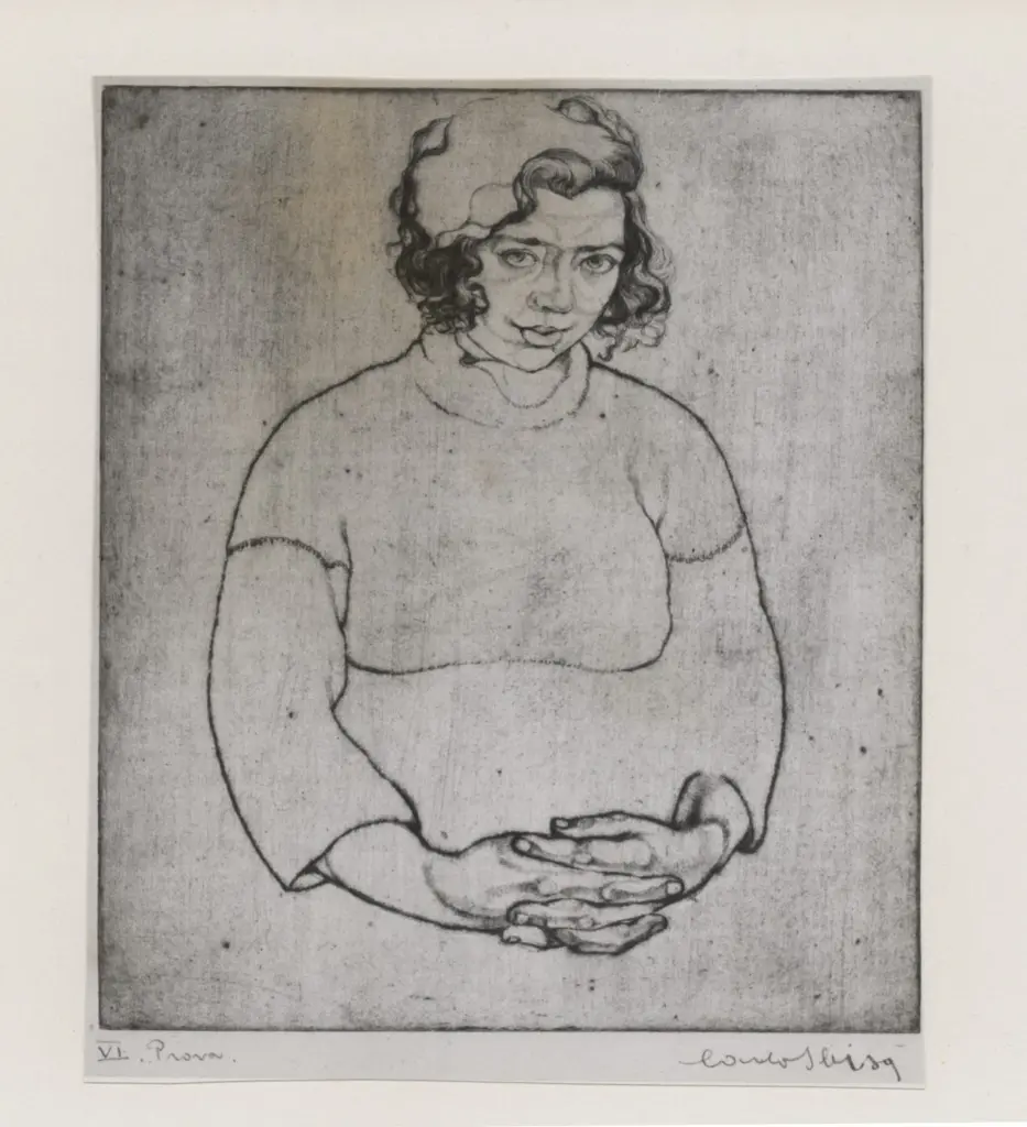 Foto Pozzar , Sbis&agrave;, Carlo - sec. XX - Donna con mani incrociate , fronte